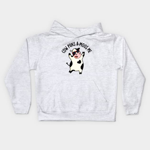 Cow Puns Amoos Me Funny Cow Pun Kids Hoodie by punnybone